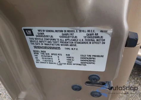 2002 Buick Rendezvous Cx z USA, uszkodzony, nr VIN 3G5DA03E52S569225